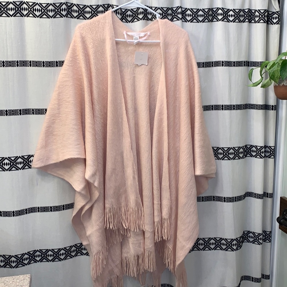 Lauren Conrad pink fringe poncho